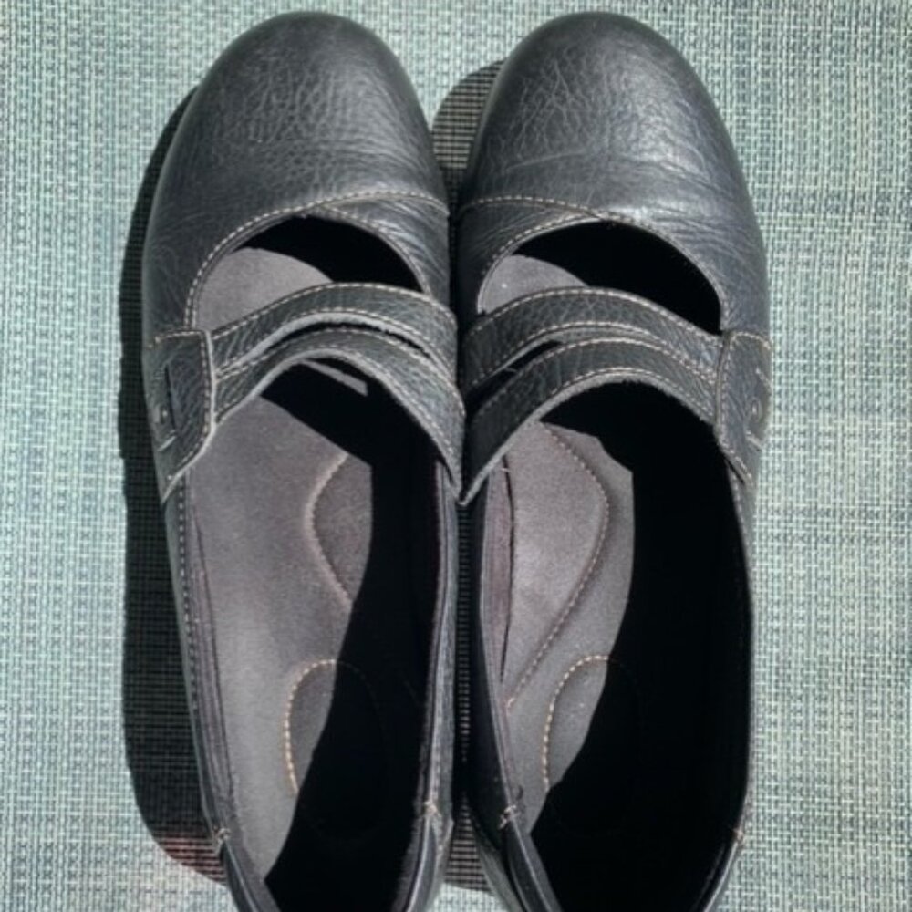 Clarks Ashland Black Leather Cushioned Comfort Shoes